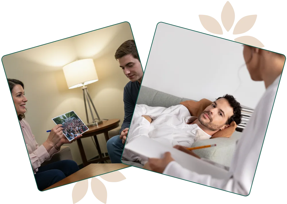 Terapeut leder eksponeringsterapisesjon med klient i kontrollert miljø for å redusere angst.