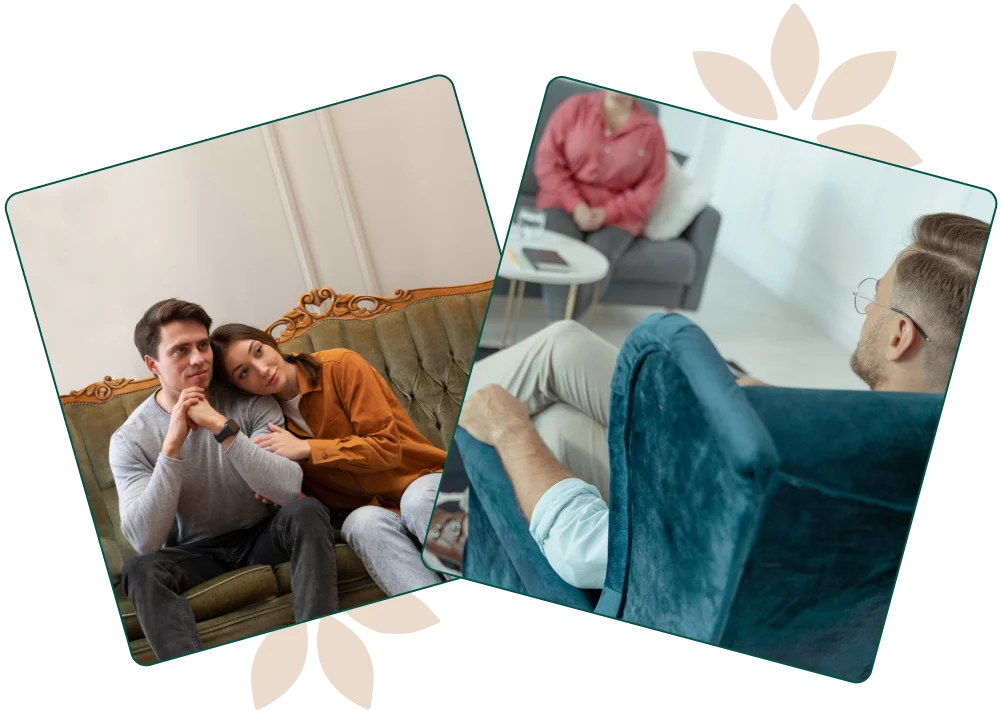 Parterapeut veileder par i en strukturert samtale for å forbedre kommunikasjon og løse konflikter