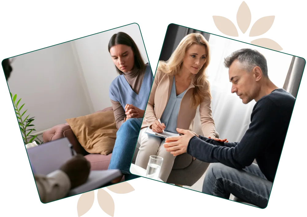 Terapaut leder strukturert interpersonlig terapi med klient for å forbedre relasjoner og kommunikasjon.