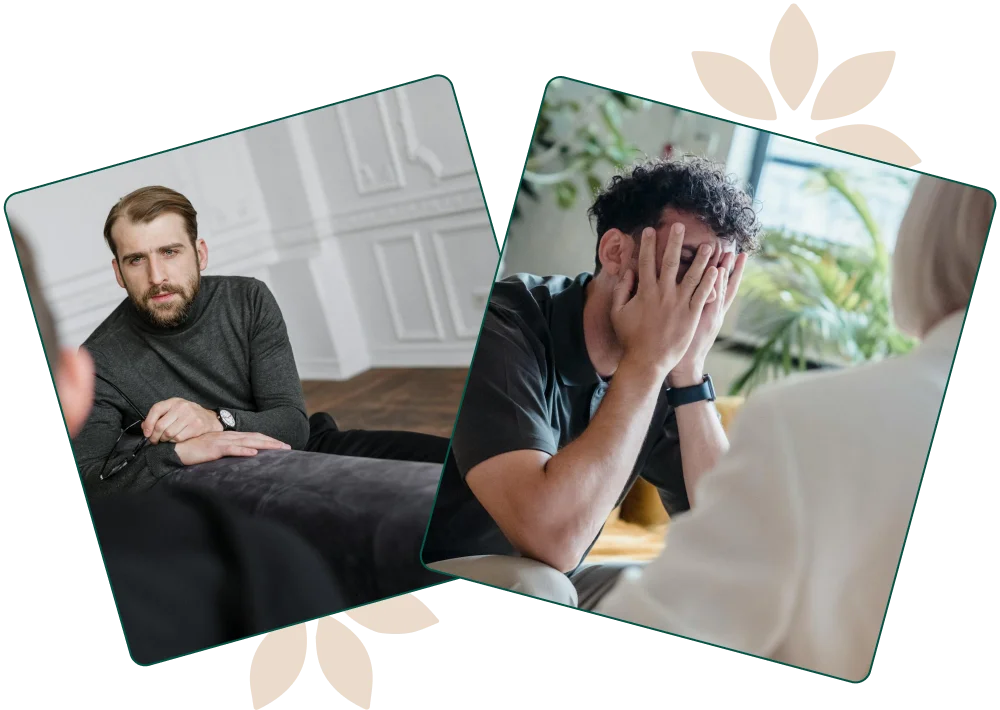 Terapeut som veileder en klient gjennom et atferdseksperiment under en økt